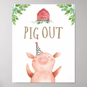 Cochon Out Farm Animaux Barnyard Boy Poster d'anni