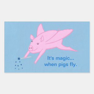 Cochon rose et Bleu étoiles baguette, Stickers