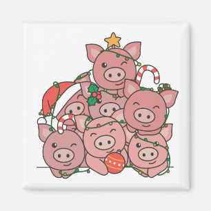 Cochon sapin de Noël animal amusant Aimant de Noël