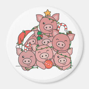 Cochon sapin de Noël animal amusant Aimant de Noël