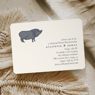 Cochon vintage   Dîner de répétition Invitation ba