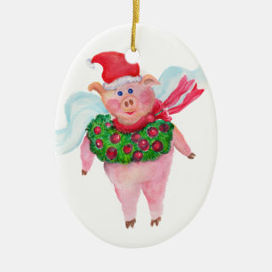 Cochon volant avec ornement de couronne