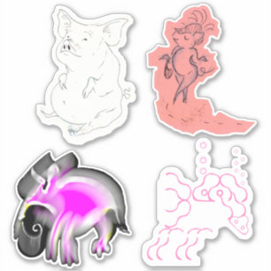 Cochons et objets rose particuliers Autocollants e