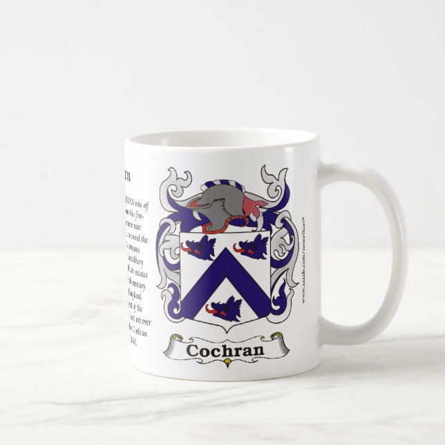 Cochran, the Origin, the Meaning and the Crest on Coffee Mug (Right)