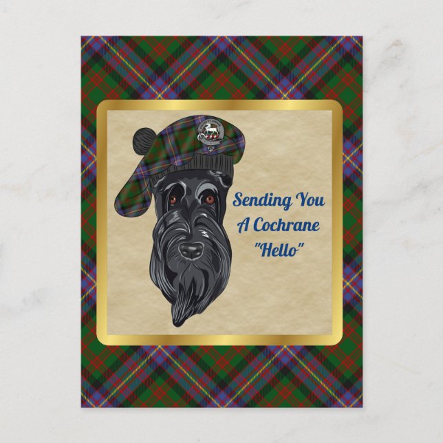 Cochrane Clan Badge & Carte Postale Tartan (Devant)