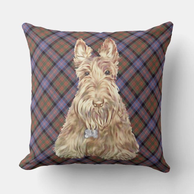 Cochrane Tartan Scottie Throw Pillow (Front)