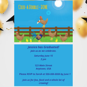 Cock-a doodle DONE Graduation Invitation