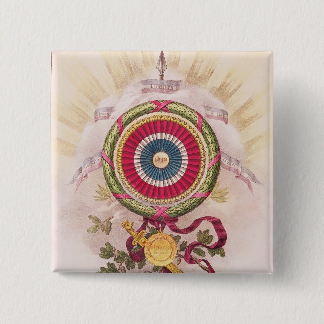 Cockade, emblem of 1848 2 inch square button (Front)