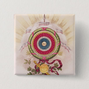 Cockade, emblem of 1848 2 inch square button