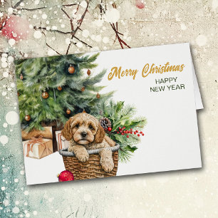 Cockapo Panier en osier pour chien Noël