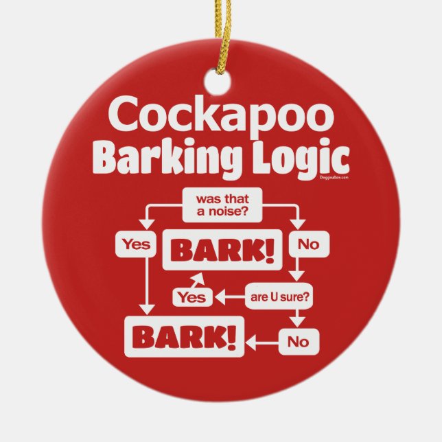 Cockapoo Barking Logic Ceramic Ornament (Front)
