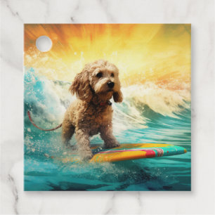 Cockapoo Beach Surfing Painting Favour Tags