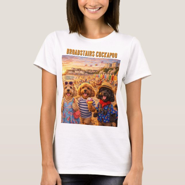 Cockapoo Beach T Shirt Broadstairs Gift (Front)