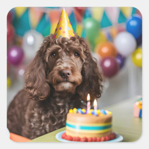 Cockapoo Birthday Party Square Sticker