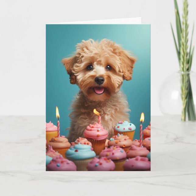 Cockapoo Cake Cute Funny Dog Birthday Card (Front)