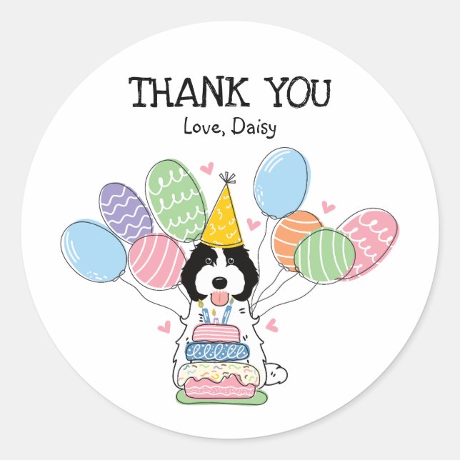 Cockapoo Cavapoo Birthday Favour Tags Sticker (Front)