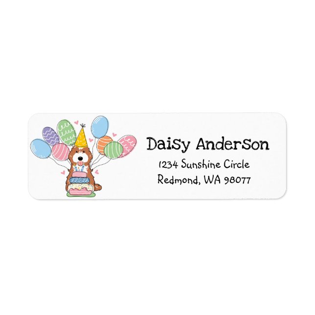 Cockapoo Cavapoo Birthday Party Return Address (Front)