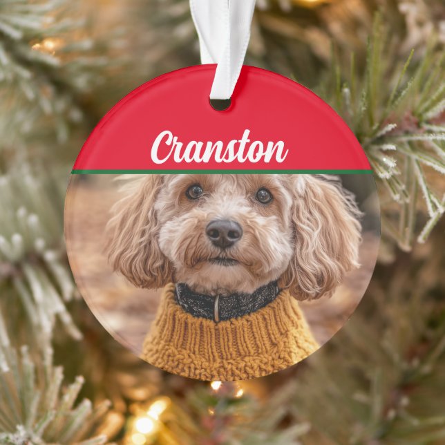 Cockapoo Chien Père Noël avec nom et ornement phot (Arbre)