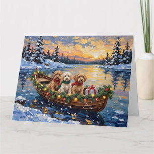 Cockapoo Christmas Boat Holiday Card