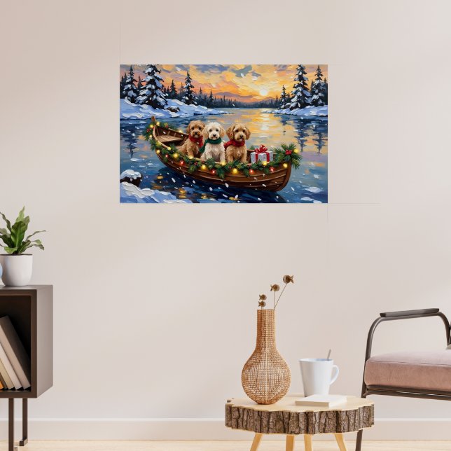 Cockapoo Christmas Boat Holiday Poster (Living Room 3)