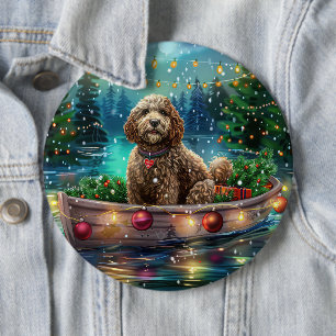 Cockapoo Christmas Festive Voyage 6 Inch Round Button