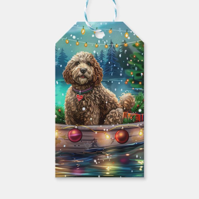 Cockapoo Christmas Festive Voyage Gift Tags (Front)
