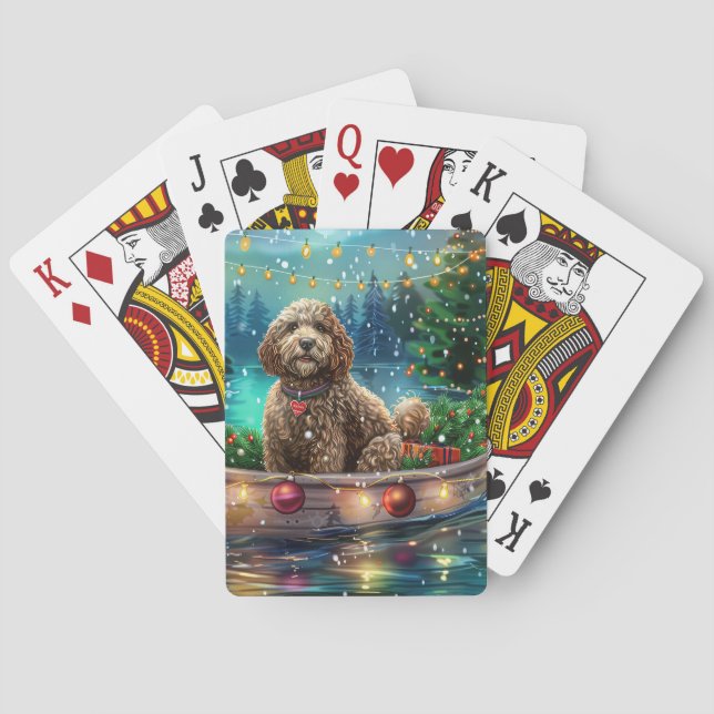 Cockapoo Christmas Festive Voyage Playing Cards (Back)