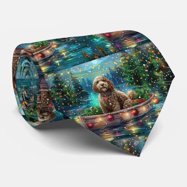 Cockapoo Christmas Festive Voyage Tie (Rolled)