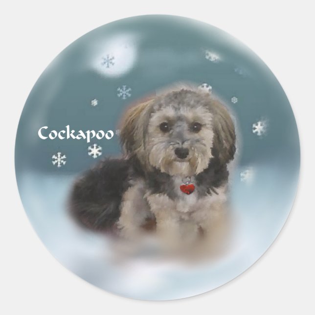 Cockapoo Christmas Gifts Classic Round Sticker (Front)
