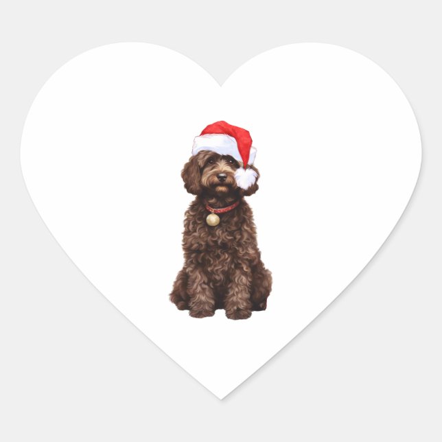 Cockapoo Christmas   Heart Sticker (Front)