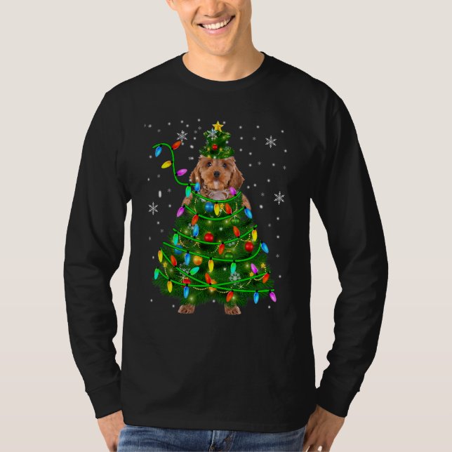 Cockapoo Christmas Tree Christmas Lights Cockapoo  T-Shirt (Front)