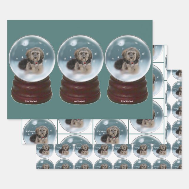 Cockapoo Christmas Wrapping Paper Sheet (Set)