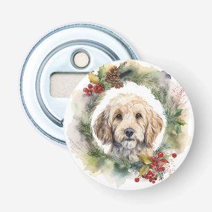 Cockapoo Christmas Wreath Festive Pup Bottle Opener
