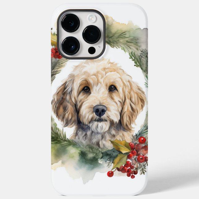 Cockapoo Christmas Wreath Festive Pup  Case-Mate iPhone Case (Back)