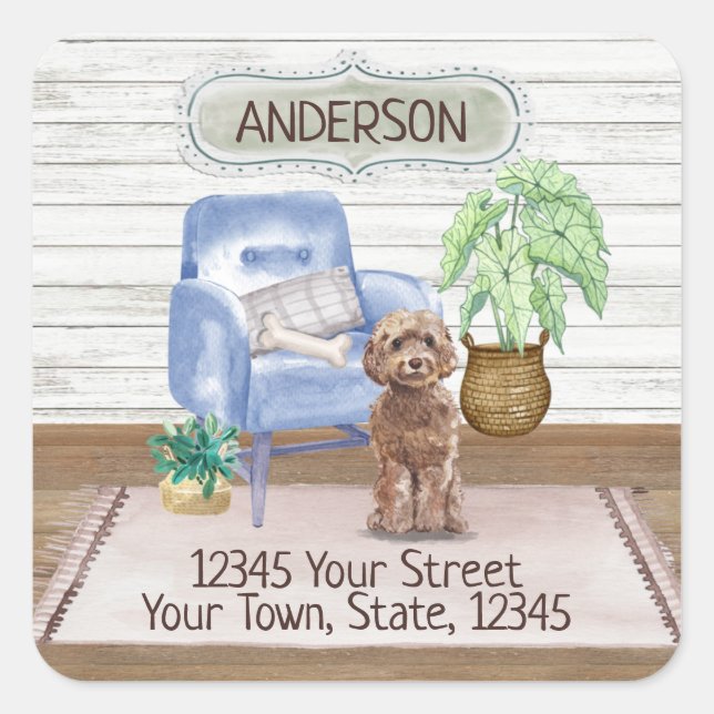  Cockapoo Cozy New Home Address        Square Sticker (Front)
