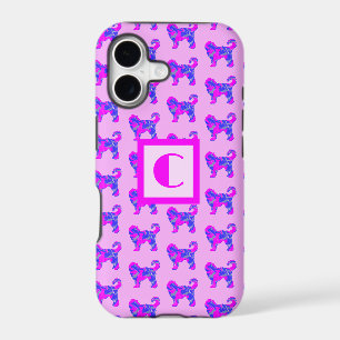 Cockapoo Cute Dog Pink Blue Silhouette Monogram