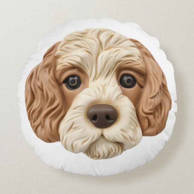 Cockapoo Dog 3D Inspired  Round Pillow (Front)