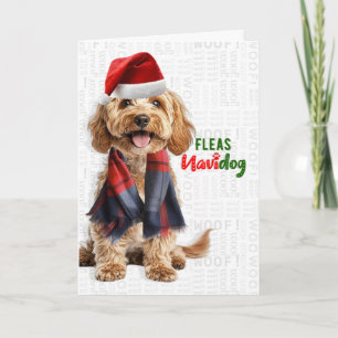 Cockapoo Dog Breed Funny Fleas Navidog Christmas Holiday Card
