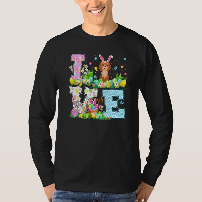 Cockapoo Dog Easter Egg Hunt Funny Love Cockapoo E T-Shirt (Front)