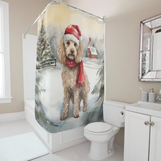 Cockapoo Dog in Snow Christmas  (In Situ)