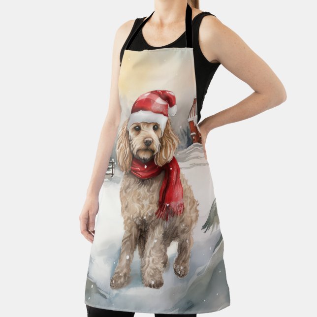 Cockapoo Dog in Snow Christmas  Apron (Insitu)