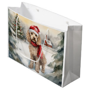 Cockapoo Dog in Snow Christmas  Large Gift Bag