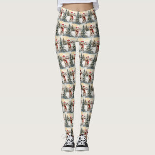 Cockapoo Dog in Snow Christmas  Leggings