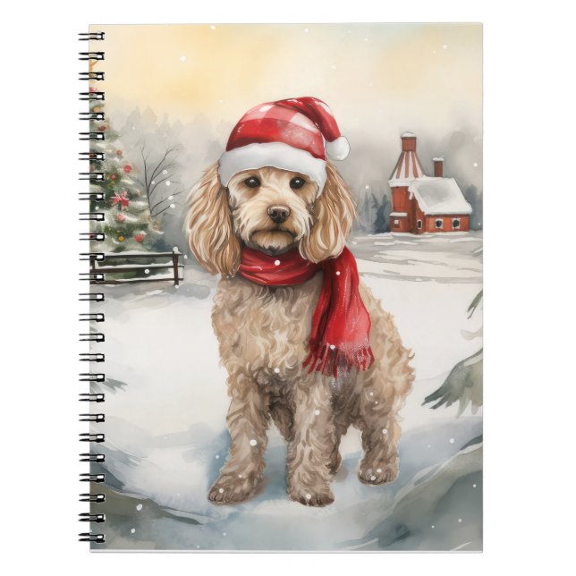 Cockapoo Dog in Snow Christmas  Notebook (Front)