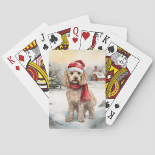 Cockapoo Dog in Snow Christmas Playing Cards