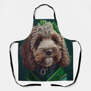 Cockapoo Dog in St. Patrick's Day Dress Apron