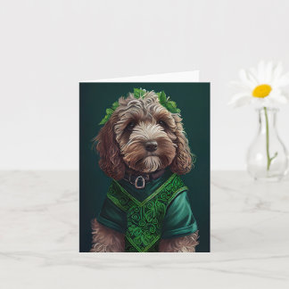 Cockapoo Dog in St. Patrick's Day Dress Card
