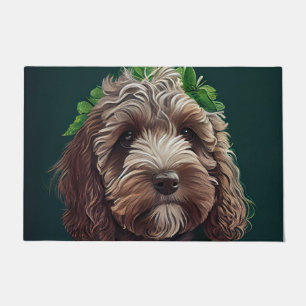 Cockapoo Dog in St. Patrick's Day Dress Doormat