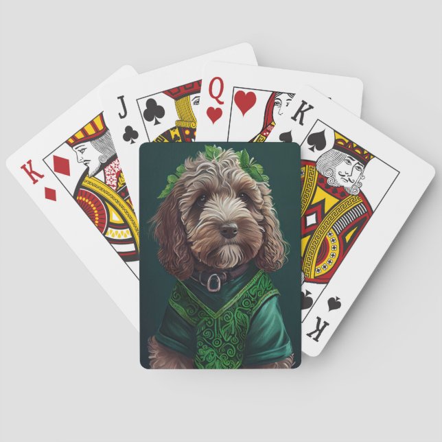Cockapoo Dog in St. Patrick's Day Dress Playing Cards (Back)