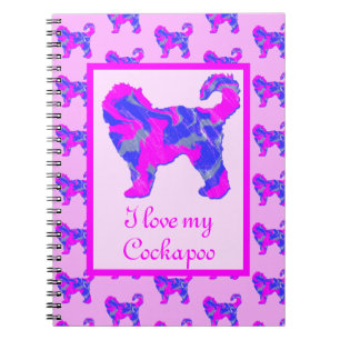 Cockapoo Dog Lover Pink & Blue Silhouette Notebook